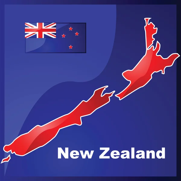 ニュージーランド マップ、フラグ — ストックベクタ
