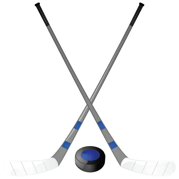 Hockey puck and sticks — Stock Vector