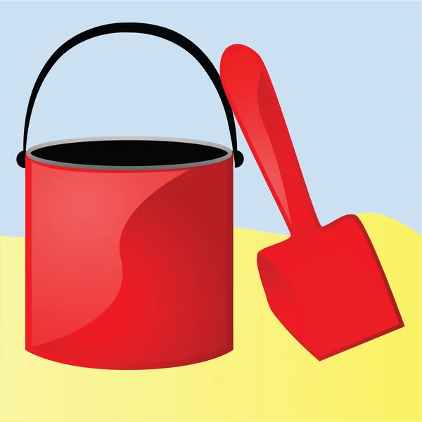 Bucket and shovel — Stock Vector