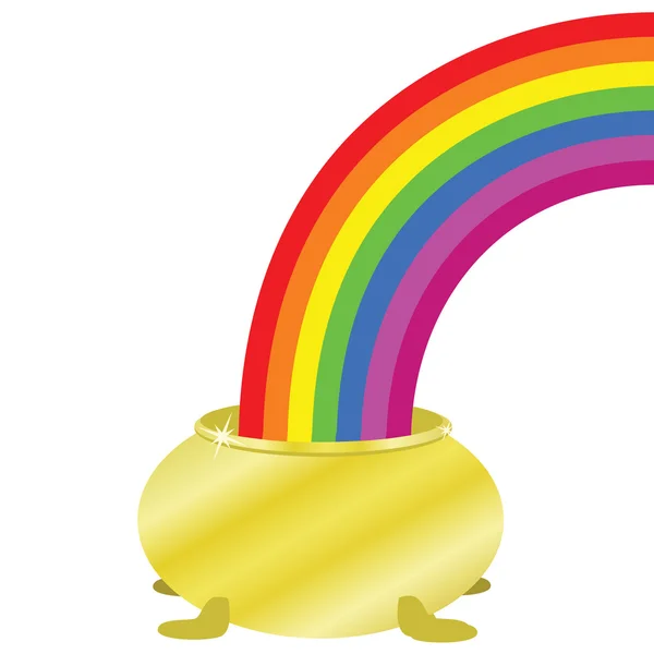 Regenboog en gouden pot — Stockvector