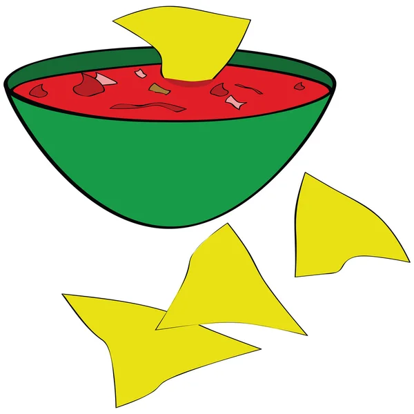Croustilles de tortilla avec salsa — Image vectorielle