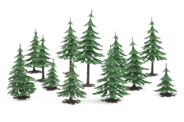 Wood from plastic fur-trees on white background clipart