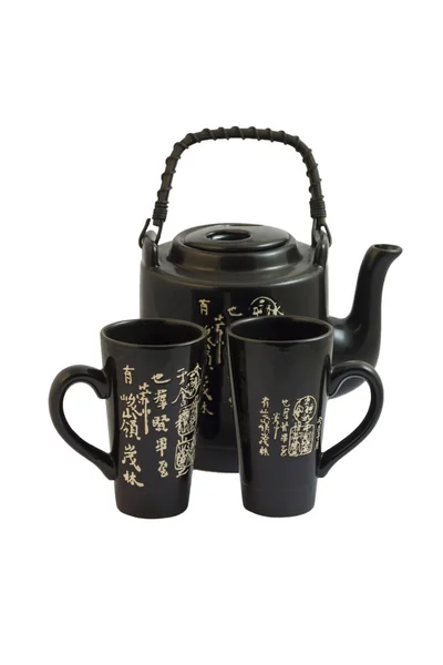 Китайский чайник и две чашки — стоковое фото