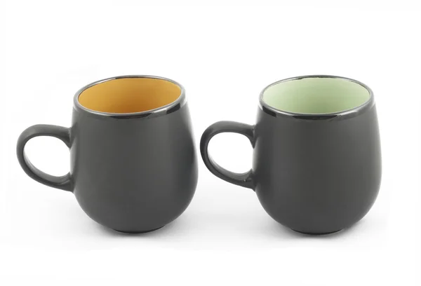 Due tazze nere su bianco — Foto Stock