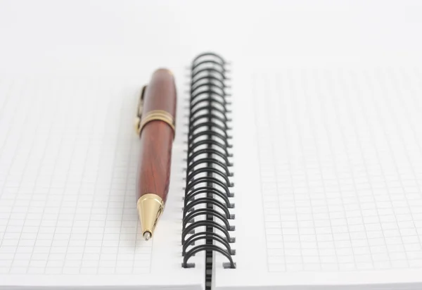 Pen op een schone lakens van spiraal notebook — Stockfoto