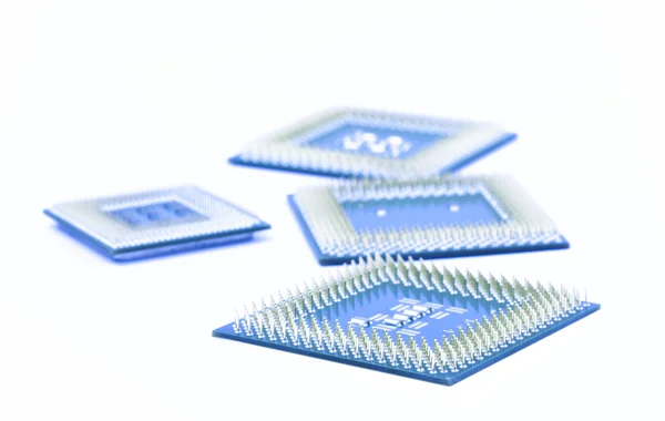 Four processors on a white background — Stock Photo, Image