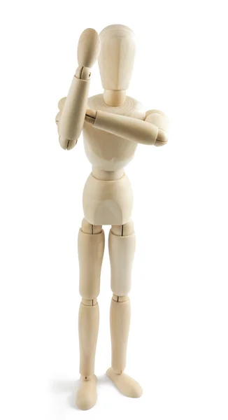 Wooden mannequin shows indecent gesture — Stock Photo, Image