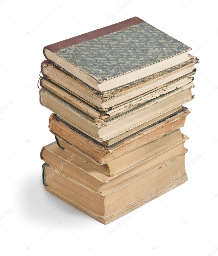 Old books in a stack