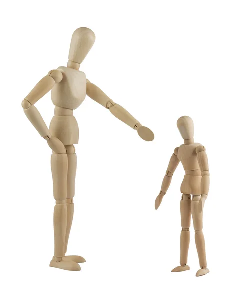 The parent mannequin scolding his child — Stock Photo, Image