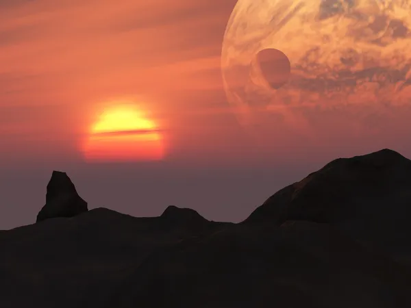 Terra Sunset Fantasy Planet — Stock Photo, Image