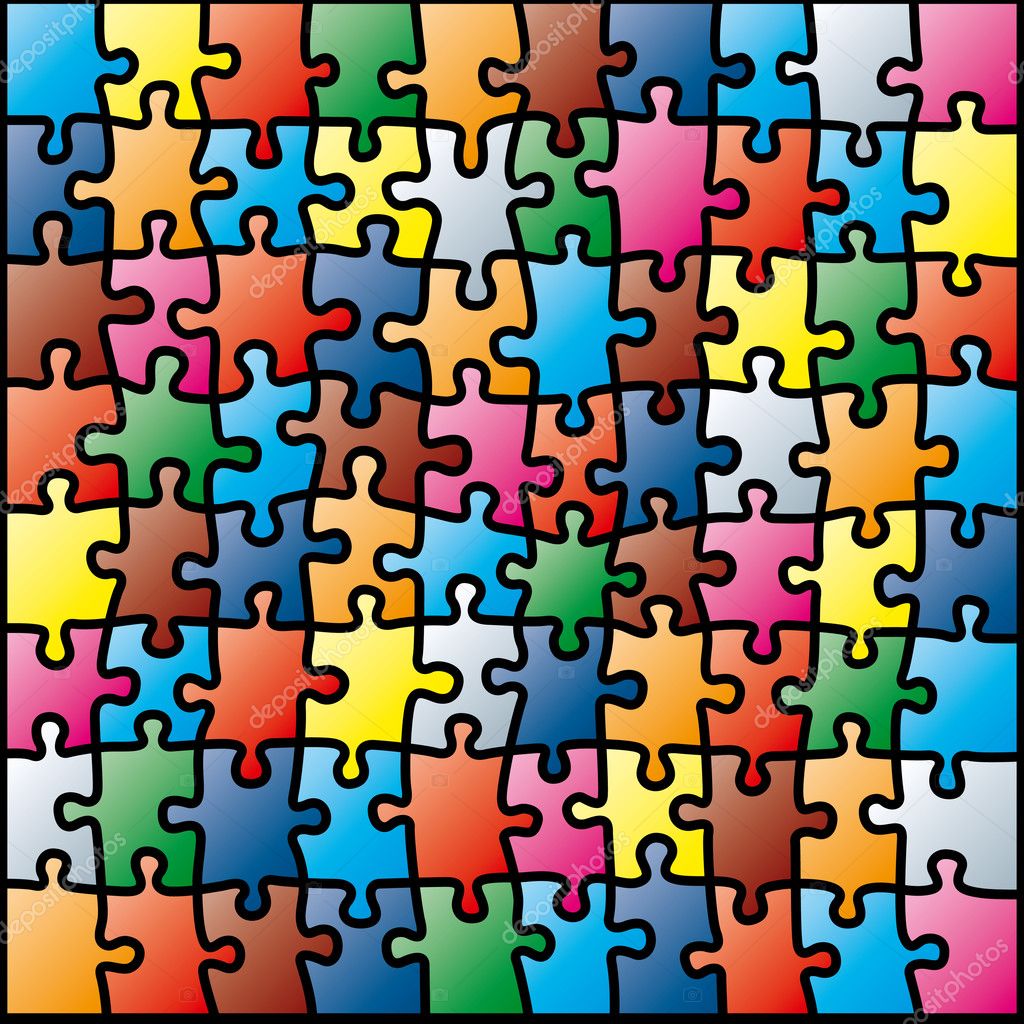 Jigsaw puzzle colorful pattern (vector illustration) — Stock Vector ...
