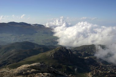 Clouds in mountains clipart