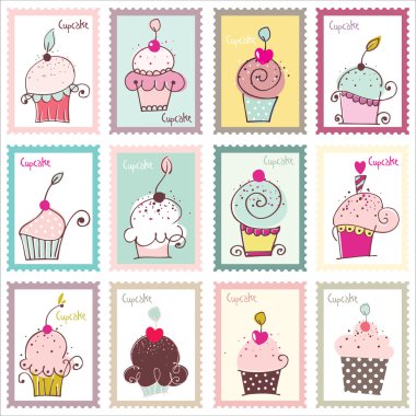 Cupcake Post Stamp Design Set