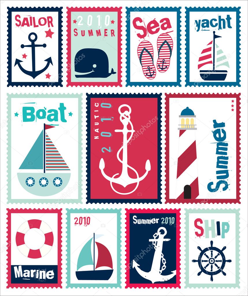 Marine Post Stamps Set