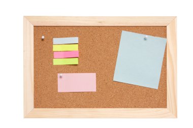 corkboard boş mavi pembe ve sarı notlar