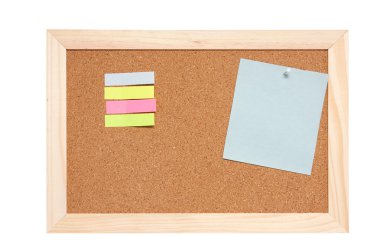 corkboard boş mavi pembe ve sarı notlar