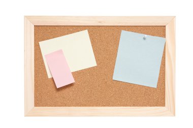 corkboard boş mavi pembe ve sarı notlar