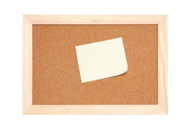 Corkboard with empty yellow notes — Stock Photo, Image