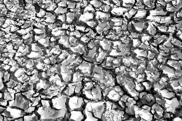 Trockener Boden mit Rissen bedeckt — Stockfoto