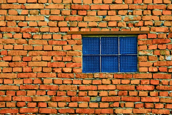 Okno od Modré skleněné bloky — Stock fotografie