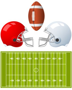 Two sport Helmets and field for American Football clipart