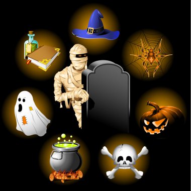 Halloween icons set clipart