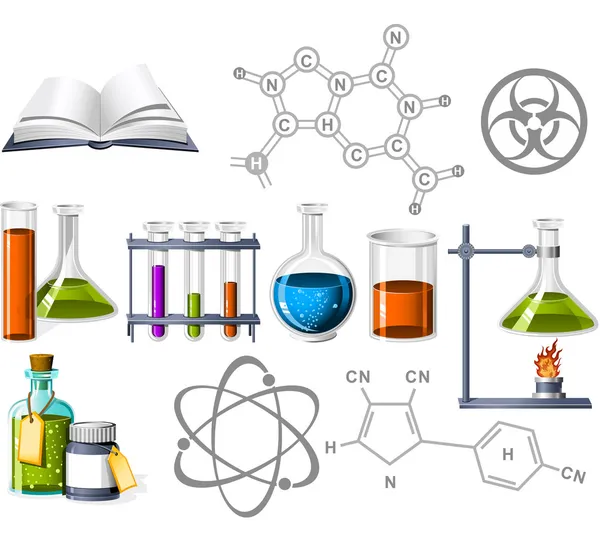 Wetenschap en chemie pictogrammen — Stockvector
