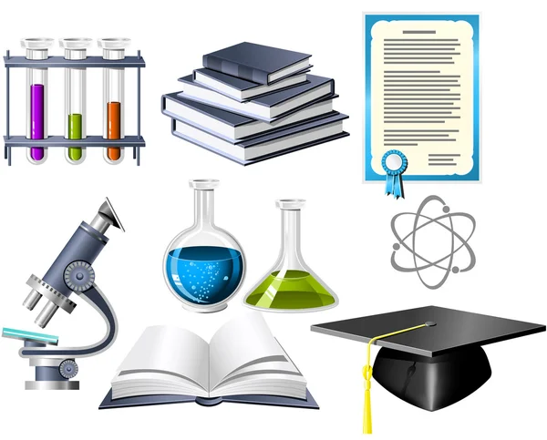 Iconos de ciencia y educación — Vector de stock