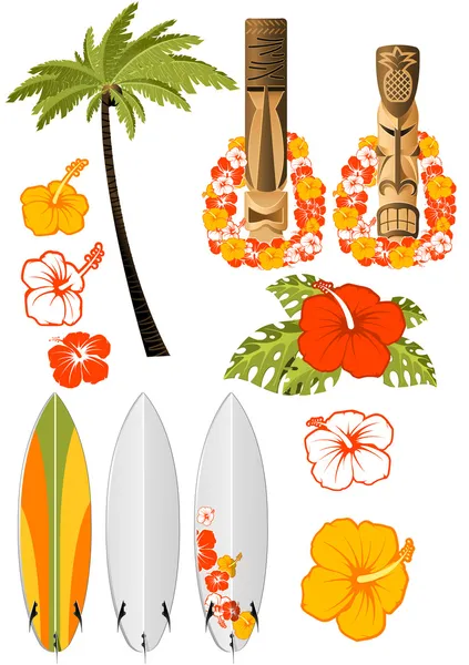Attributi di riposo hawaiano — Vettoriale Stock