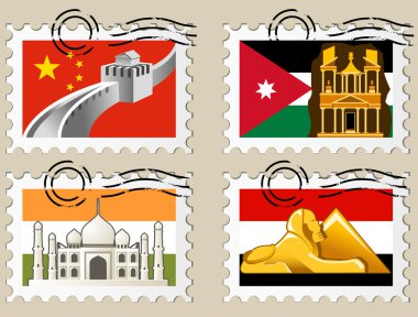 Postmarks - sights of the world series - Asia clipart