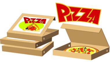 Food series - pizza boxes clipart