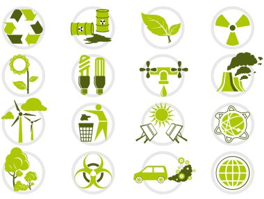 Energy saving and environmental protection icon set clipart