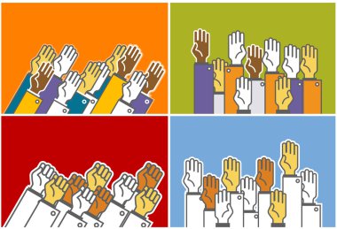 Grup - sembolik insanın elleri oylama