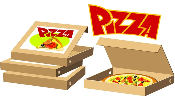 Série de alimentos - caixas de pizza — Vetor de Stock