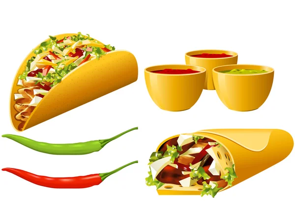 Série alimentaire - Mexicain — Image vectorielle