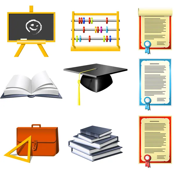 Education and School icons set — Stock Vector