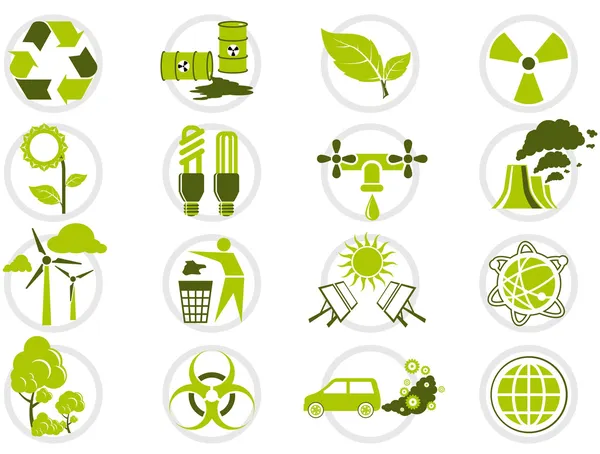 Conjunto de iconos de ahorro de energía y protección medioambiental — Archivo Imágenes Vectoriales