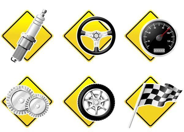 Iconos del automóvil y las carreras - segunda parte — Archivo Imágenes Vectoriales