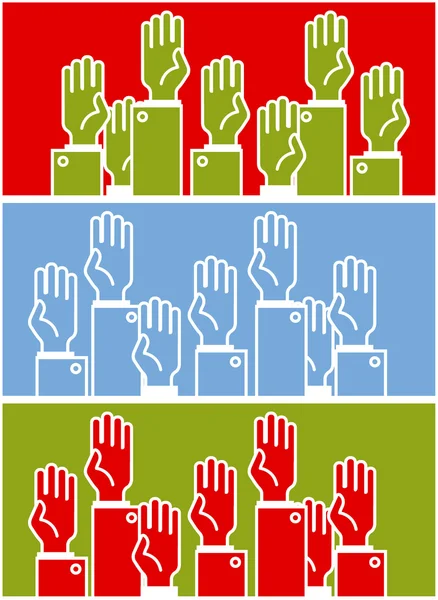 Groupe de votants - mains symboliques de l'homme — Image vectorielle