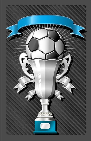 Soccer (football) ball and cup with ribbon — Stock Vector