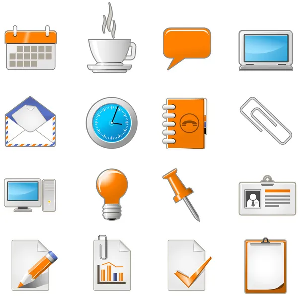 Webpagina's of pictogram van de office-thema ingesteld — Stockvector