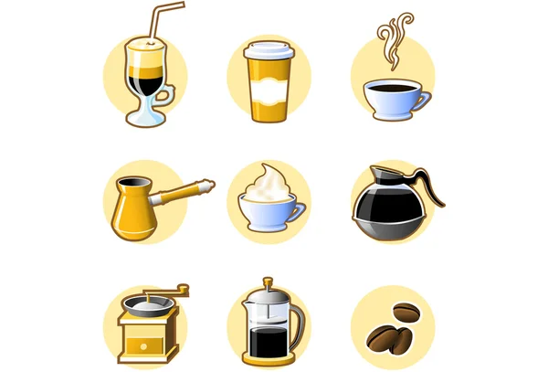 Nio kaffe ikoner — Stock vektor