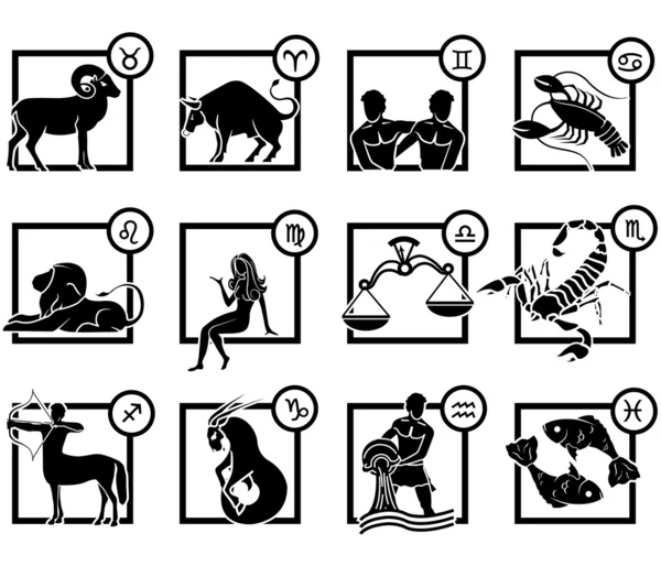 Conjunto de ícones do zodíaco — Vetor de Stock
