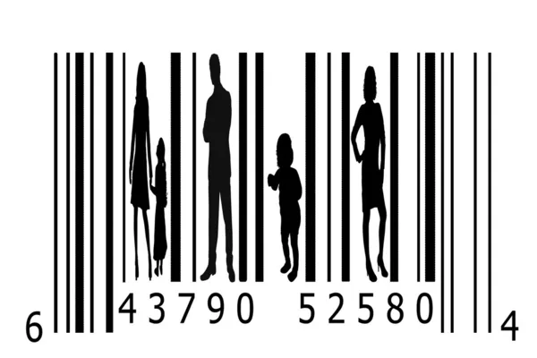 Bar code and silhouettes — Stock Photo, Image