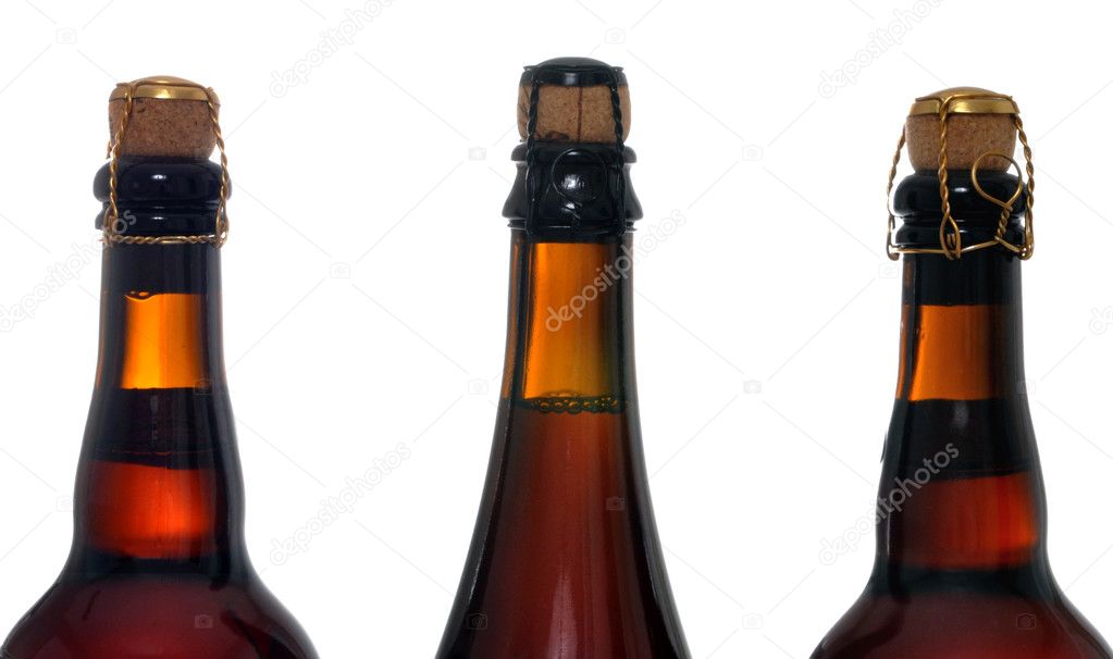 Corked beers bottles