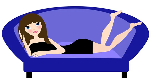 stock vector Girl on sofa