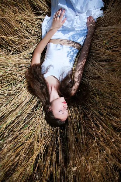 stock image Girl in wheat