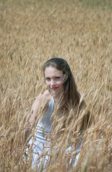 Menina no trigo — Fotografia de Stock