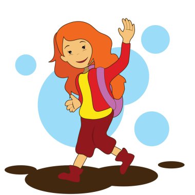 Girl going to school clipart
