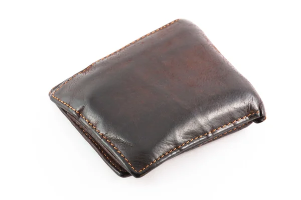 Brown Leather wallet isolated on white background — Stock Photo, Image